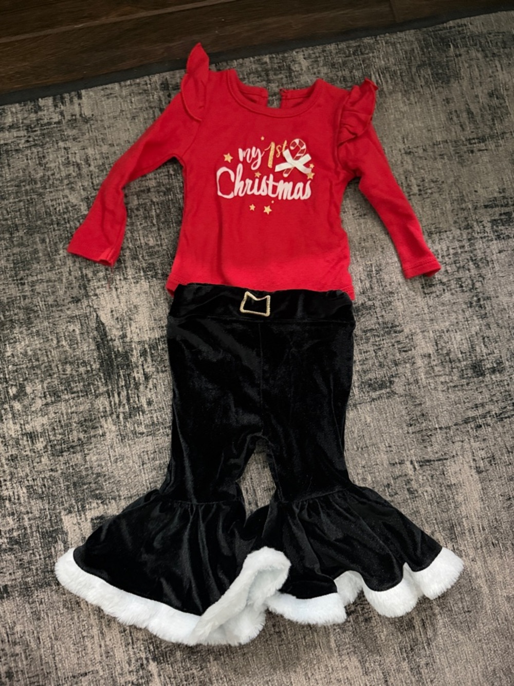 Baby Essentials Red and Black 'My 1st Christmas' Matching Set